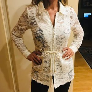 QM Lace Long Sleeves  Tunic Top